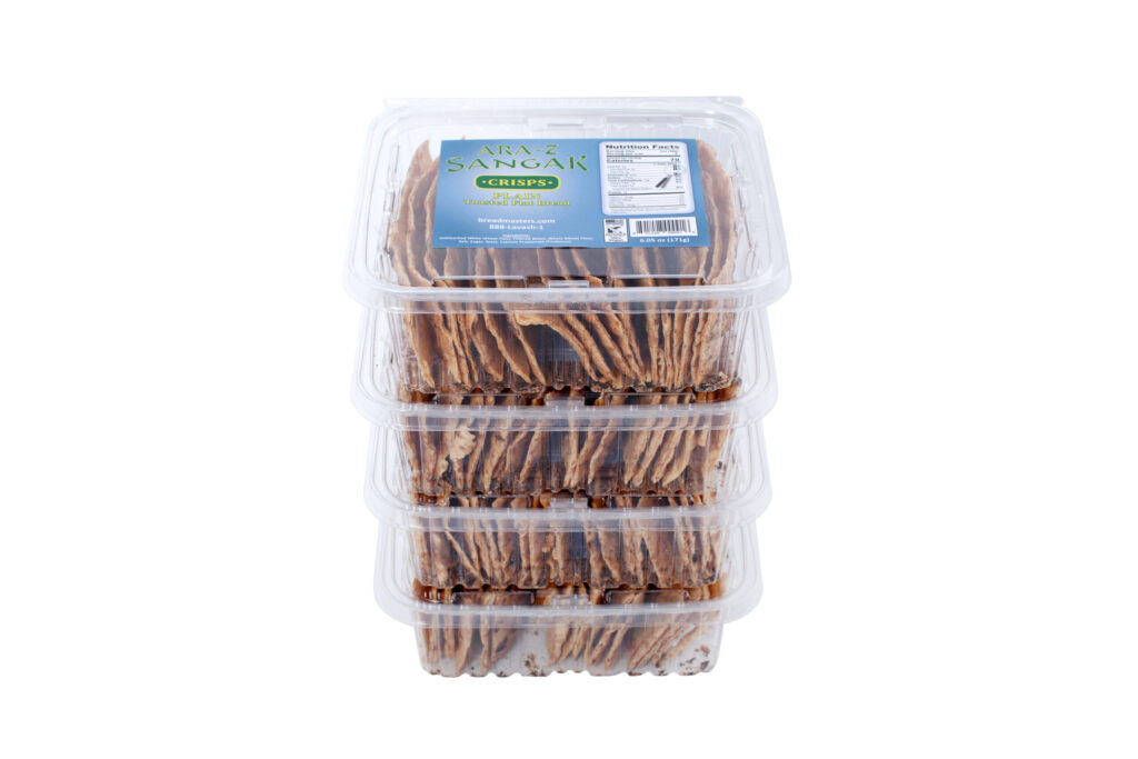 Ara-z Sangak Multi-Seed Crisps - 4 pack pack of toasted flatbread crackers with sesame, black sesame, poppy, caraway, and flax seeds