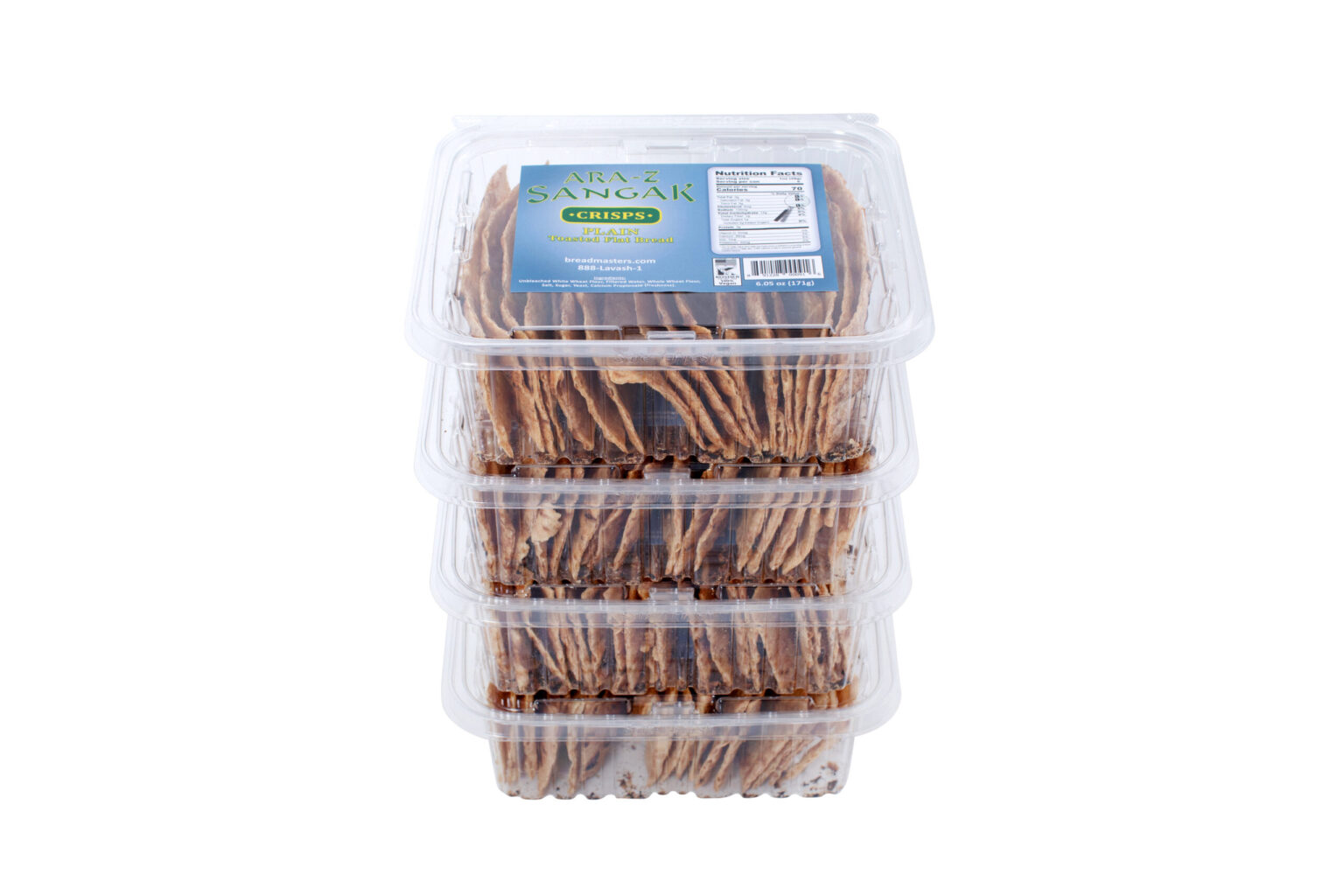 Ara-z Sangak Multi-Seed Crisps - 4 pack pack of toasted flatbread crackers with sesame, black sesame, poppy, caraway, and flax seeds